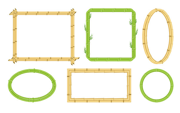 竹边华丽的框架或招牌设置图片下载