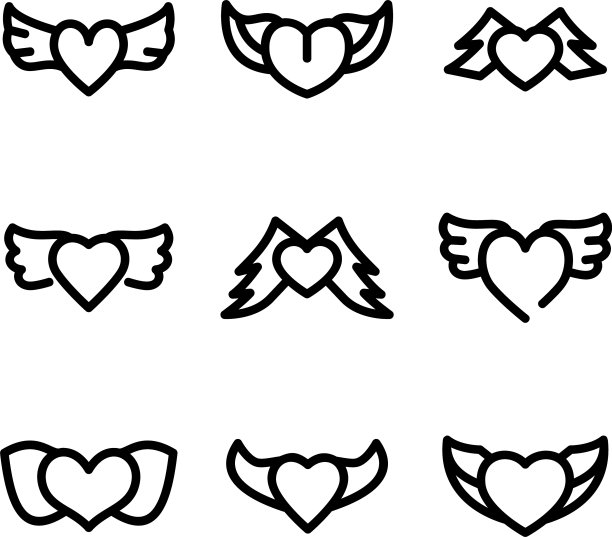 飞心标志或标志孤立标志符号图片下载