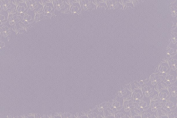 深紫色的背景与水彩纸纹理，一个不对称的边界制成的米色花朵图案图片下载