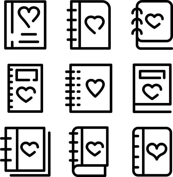 爱情日记图标或标志孤立标志符号图片下载