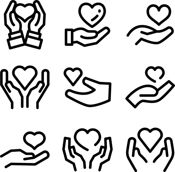 爱的手标志或标志孤立符号符号图片下载