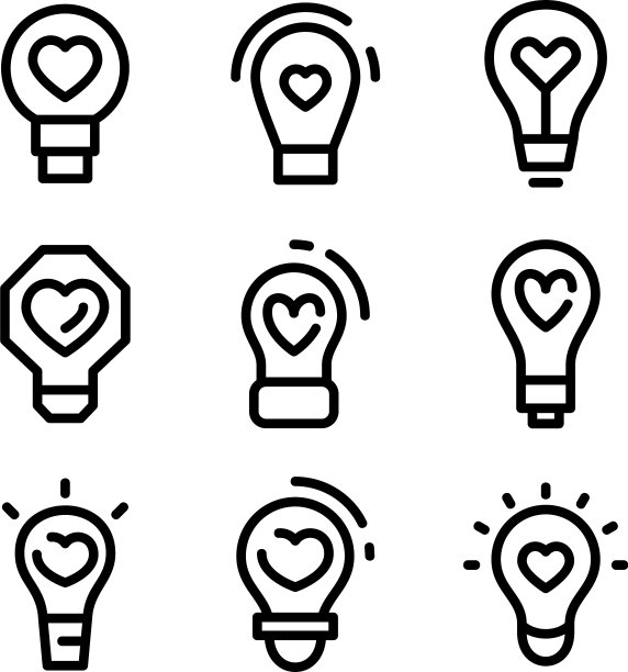 爱的想法图标或标志孤立的标志符号图片下载