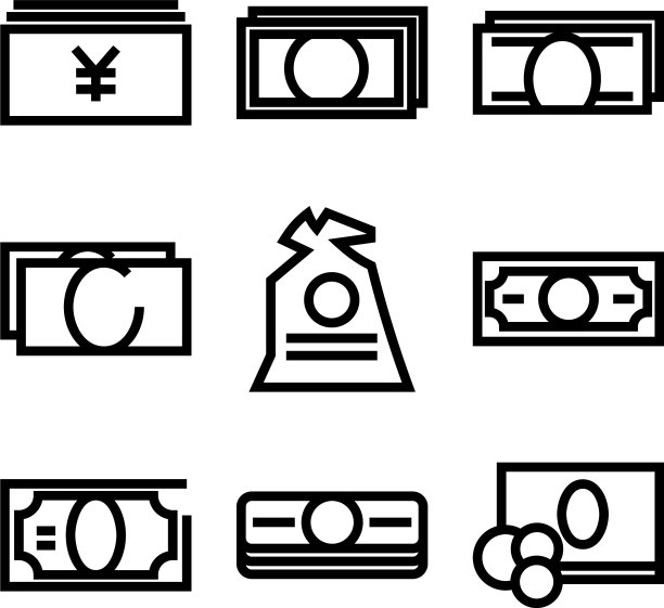 金钱图标或标志孤立的标志符号图片下载