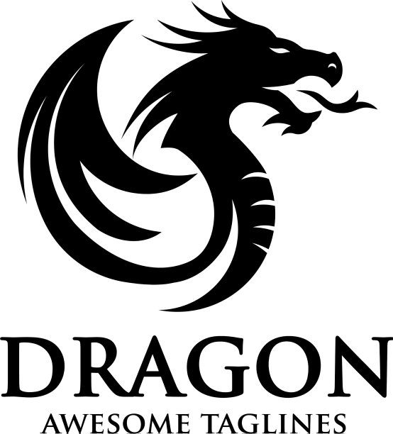 龙剪影圆形标志设计图片下载