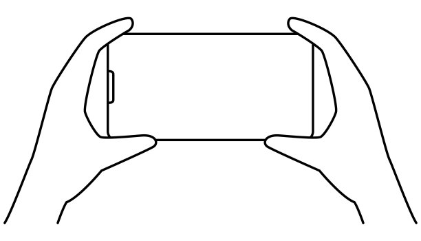用两只手水平手持智能手机的线条画插图图片下载