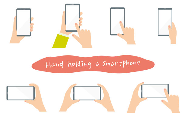 一个女人的手拿着各种智能手机的插图图片下载