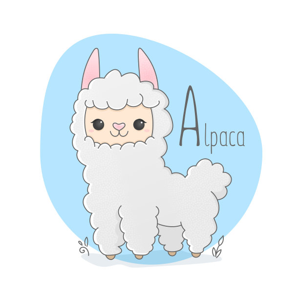 字母动物儿童羊驼图片下载