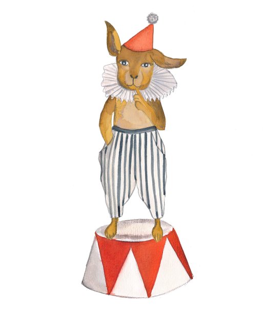 马戏团兔子水彩画插图图片下载