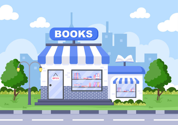 书店矢量插图是一个地方买书或地方阅读与平面风格设计图片下载