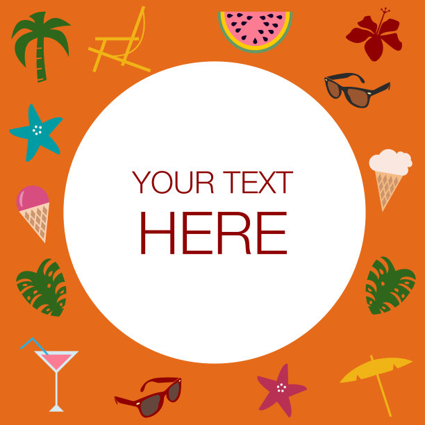 热带设计元素，圆形框架与文本空间图片下载