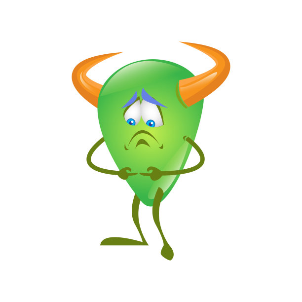 可爱的卡通怪物与悲伤的脸。适合t恤设计，印刷，万圣节装饰，生日派对装饰，儿童书籍等矢量插图图片下载