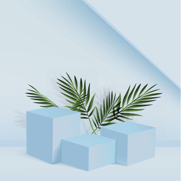 抽象背景与蓝色几何3d讲台。矢量插图。图片下载
