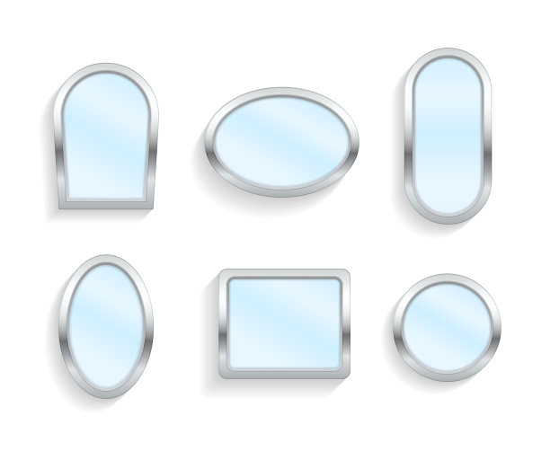 现实的空镜子反射玻璃3D图标图片下载