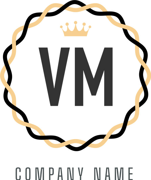 首字母vm王标志概念复古标志图片下载