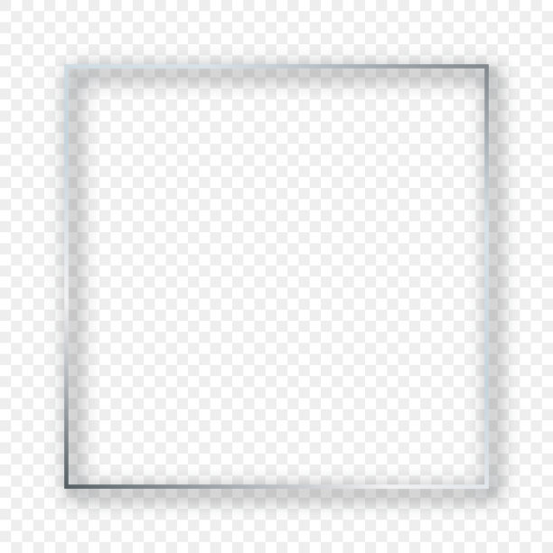 银色发光的方形框架与阴影图片下载
