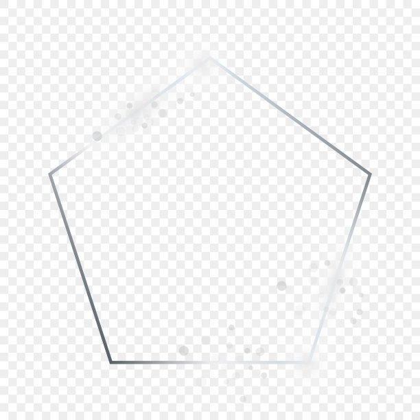 银色发光的五角形框架与闪光图片下载