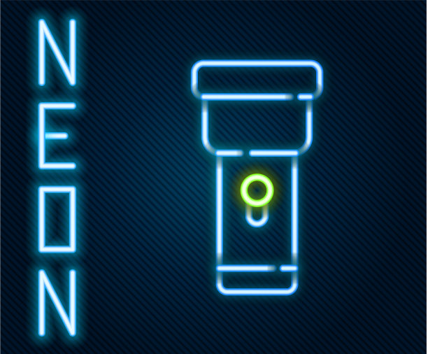 发光的霓虹灯线手电筒图标隔离图片下载
