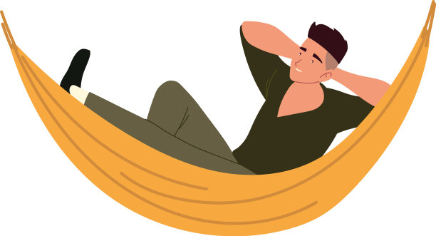 男性在吊床上休息，拖延孤立图片下载