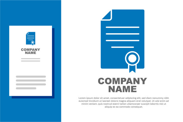 蓝色房屋合同图标孤立在白色图片下载