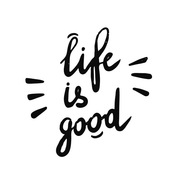 英文手写题词。文字-生活是美好的。向量组成图片下载
