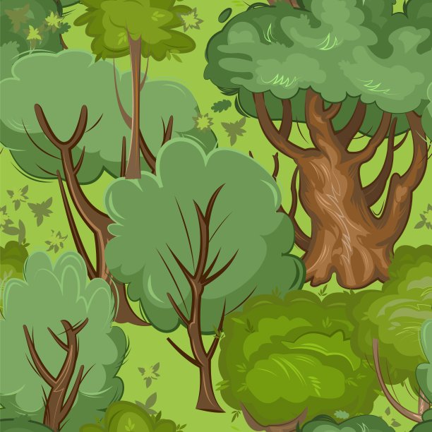 有森林和绿树的自然景观。无缝的。美丽的乡村景色。向量图片下载