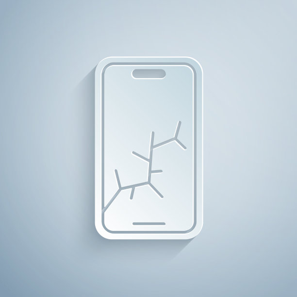 被纸割伤的智能手机和破碎的屏幕图标图片下载