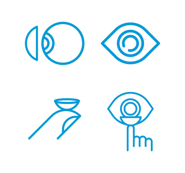 隐形眼镜线图标设置。眼睛健康,眼科医生图片下载