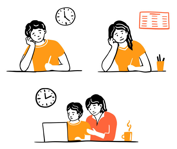 努力学习学生人物手绘插图。向量涂鸦设计图片下载