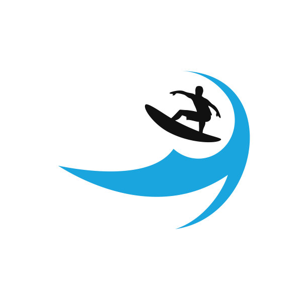 冲浪剪影人物设计插图图片下载