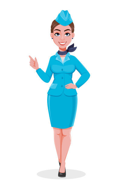 穿蓝色制服的空姐指着什么图片下载
