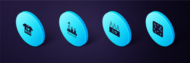 设定等距啤酒气泡包装啤酒瓶图片下载