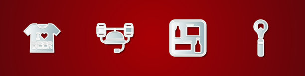 设置啤酒t恤头盔菜单和开瓶器图片下载