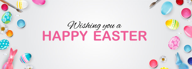 复活节海报模板与3d逼真的复活节图片下载