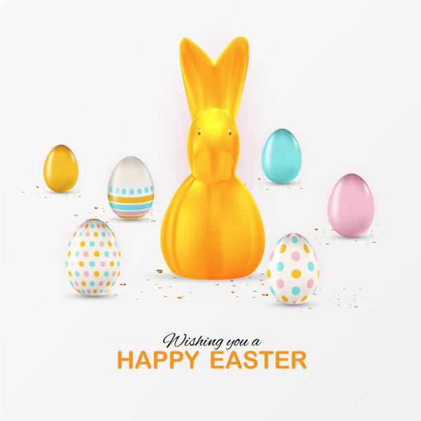 复活节海报模板与3d逼真的复活节图片下载