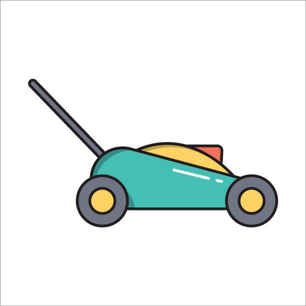 割草机简单的园艺图标在时尚的线图片下载