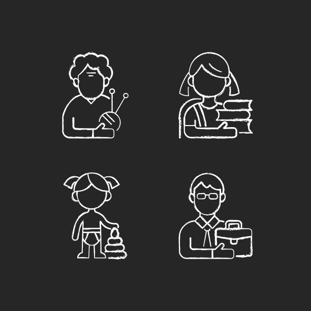 老化过程粉笔白色图标设置为黑色图片下载