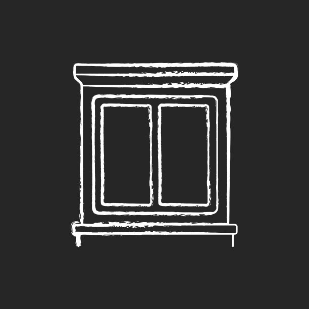 窗户内饰粉笔白色图标上的黑色图片下载