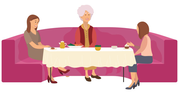 两个女孩和一个灰白头发的老妇人图片下载