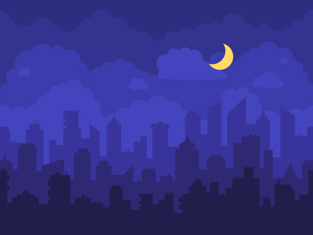 夜景城市卡通城市的夜景图片下载