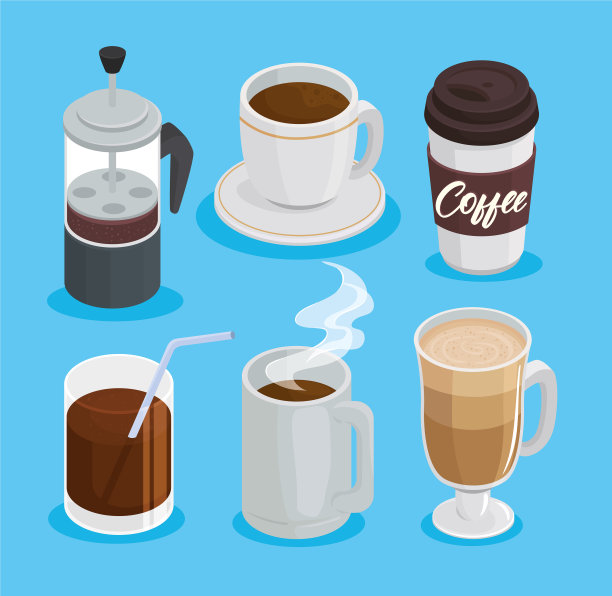 捆绑6个咖啡饮料图标图片下载