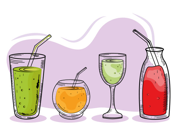 捆绑4个饮料套装图标图片下载