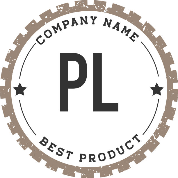 PL字母齿轮复古logo概念图片下载