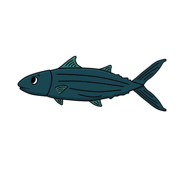 蓝色卡通金枪鱼或箭鱼轮廓图片下载