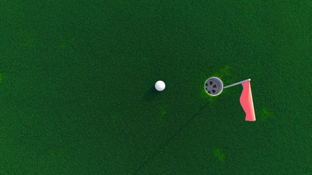 3d渲染高尔夫球滚过球场进入一个洞俯视图图片下载