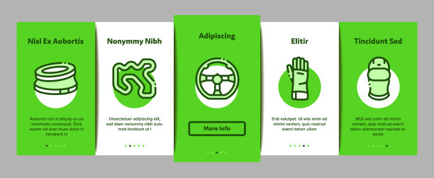 卡丁车赛车上滑板元素图标设置图片下载