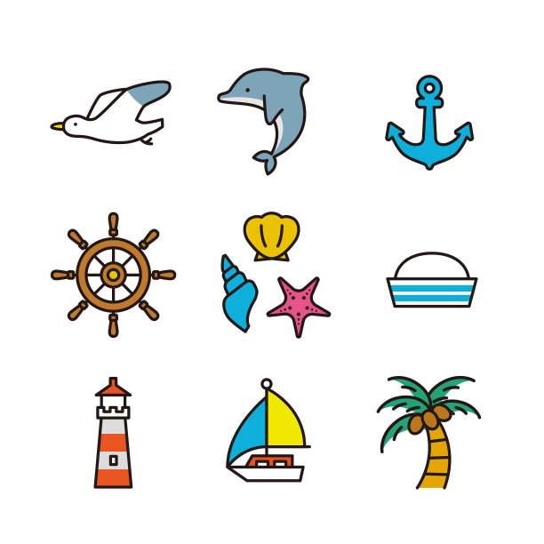 简单的图标设置:夏季海洋项目图片下载