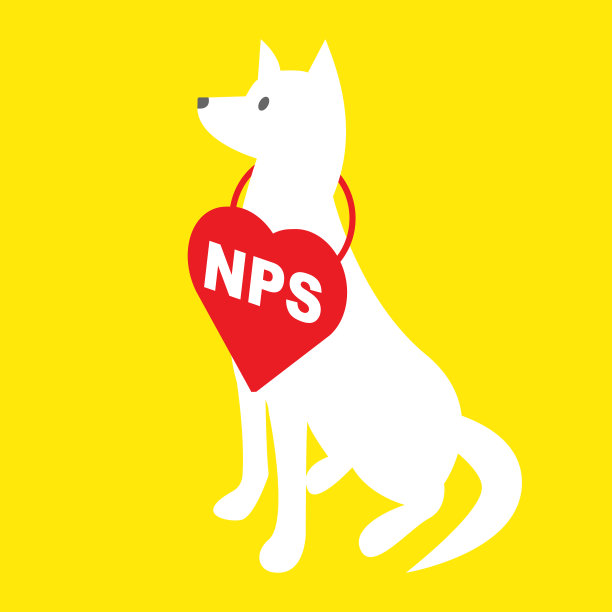 忠诚的狗插图与NPS“净促进分数”心脏图片下载