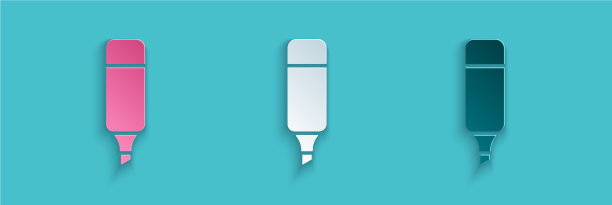 剪纸记号笔图标孤立在蓝色图片下载