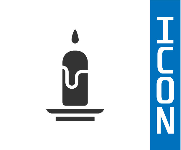 灰色燃烧的蜡烛图标孤立在白色图片下载