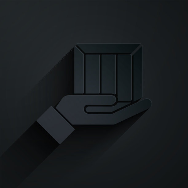 剪纸投递手与纸盒图标图片下载